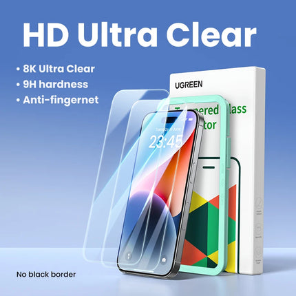 UGREEN 2PCS Screen Protector For iPhone 17 16 15 14 13 12 Pro Max Tempered Glass For iPhone 16 Plus Screen Protectors 15pro Film