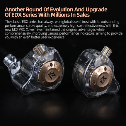 KZ EDX PRO X IEM Earphones Dynamic Drive HiFi Deep Bass Sound Earbud Sport Music Noise Cancelling Headset with Detachable Cable