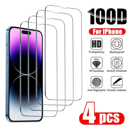1-4Pcs Protective Glass For iPhone 17 16 15 14 13 12 11 Pro XR X XS Max Screen Protectors For iPhone 7 8 6 Plus 12 13 Mini Glass